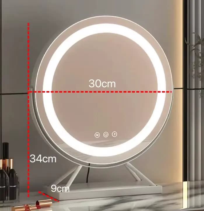 Miroir de Maquillage de Vanité Éclairé avec Lumières 3 Modes d'éclairage de Couleur avec Miroir de g