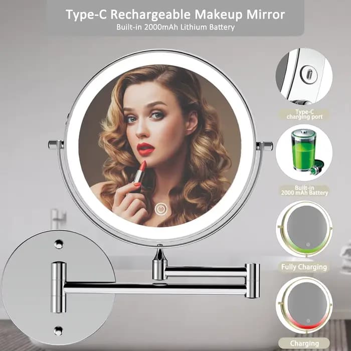 Miroir de maquillage mural pour salle de bain