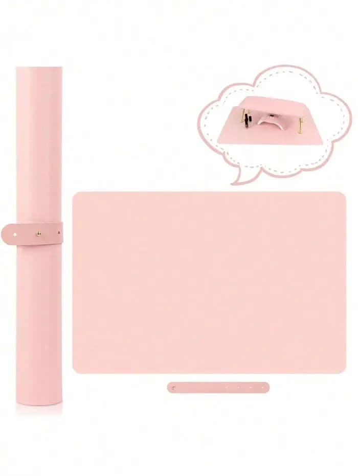 Polymères de table rose pour nail art, 1/2 pièces, portable, pliable, pour accoudoir, en cuir microc