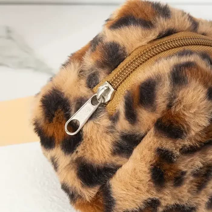 1 grande trousse à crayons et sac de rangement pour cosmétiques en daim imprimé léopard