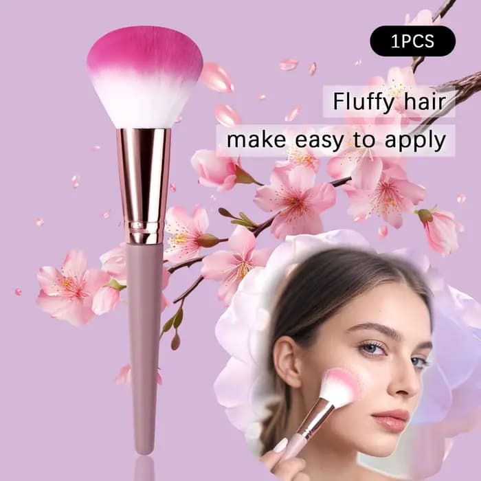 1 pinceau de maquillage multifonctionnel à manche violet et poils en fibres