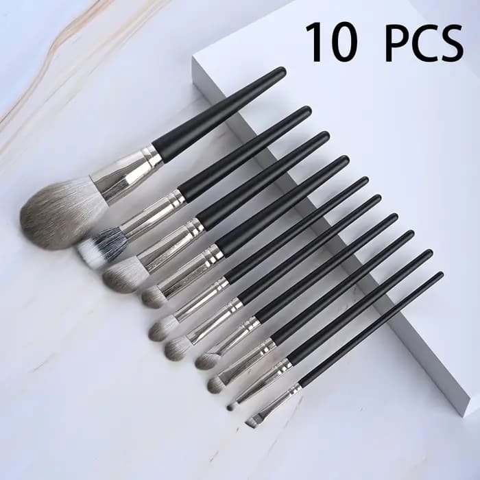 10 pinceaux de maquillage de luxe - Manche en bois massif