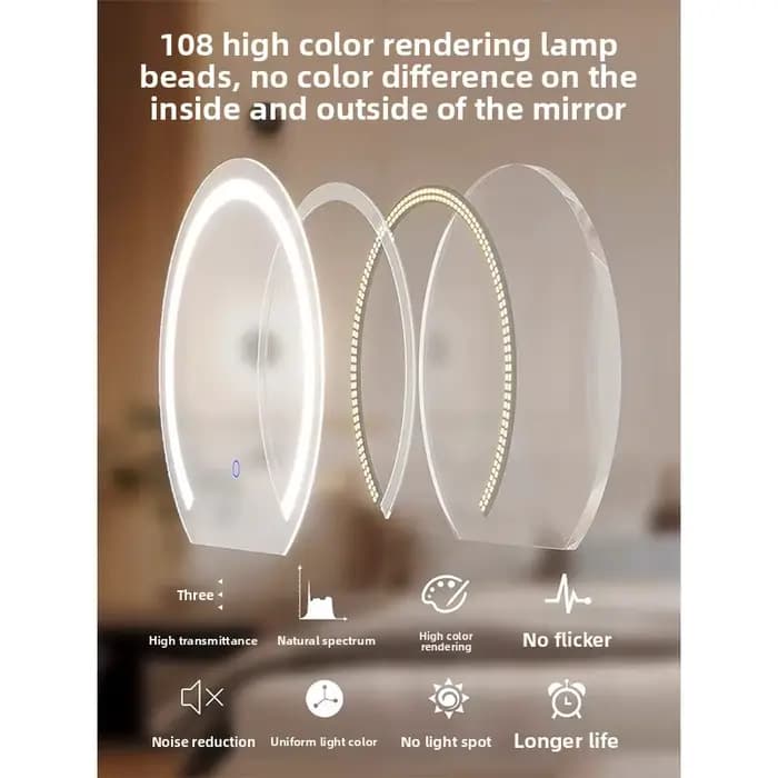 Miroir de maquillage LED intelligent pour la maison avec lampe