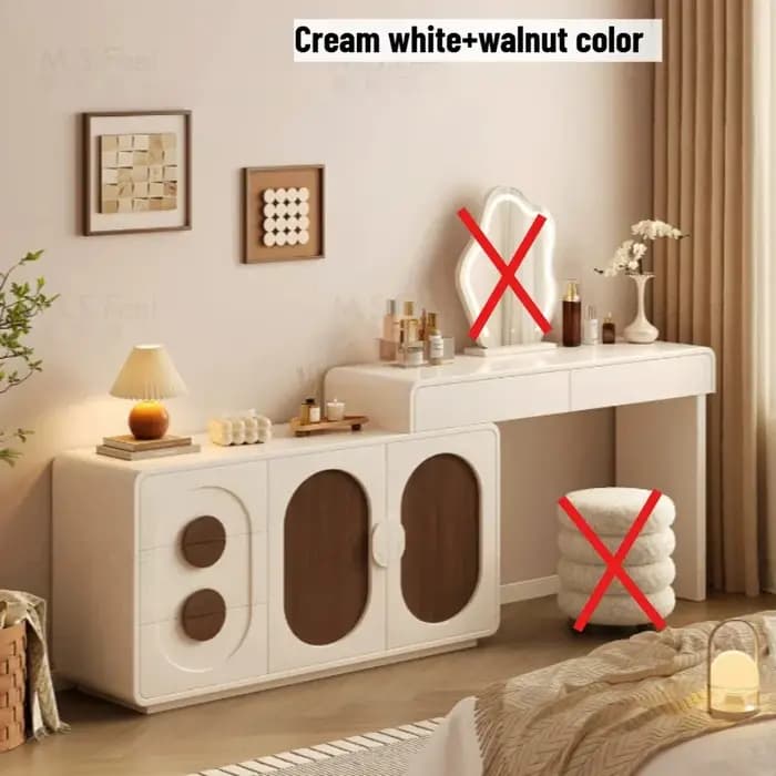 Table de Maquillage pour Chambre à Coucher, Miroir, Tabouret, Table de Maquillage Moderne en Bois, A