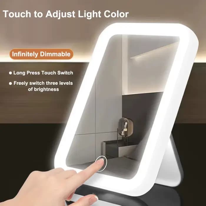 Miroir de courtoisie LED portable avec écran tactile