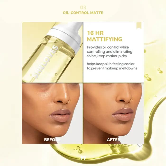 Spray Fixateur de Maquillage Hydratant Matifiant Contrôle du Sébum Effet Gel