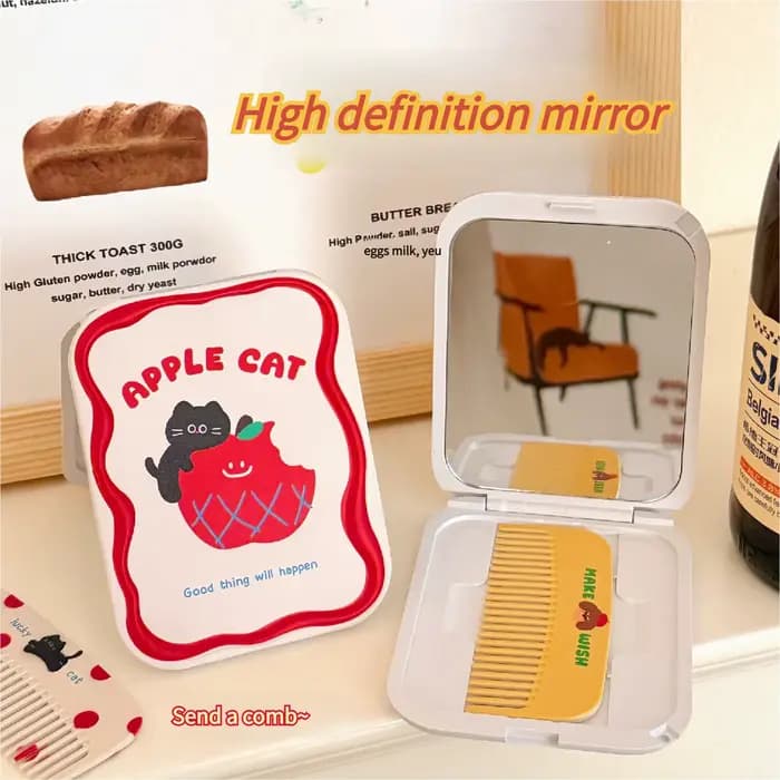 Petit miroir mignon, mini miroir de maquillage portable pour fille