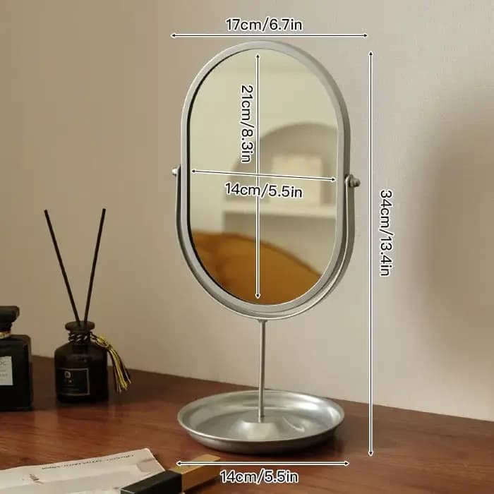 Miroir de maquillage de bureau de style japonais, miroir décoratif rotatif pour coiffeuse, chambre à coucher, dortoir, outil de maquillage de luxe léger