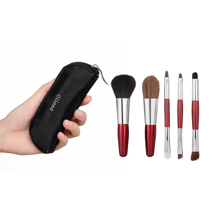 Ensemble de 5 mini-pinceaux de maquillage en poils naturels