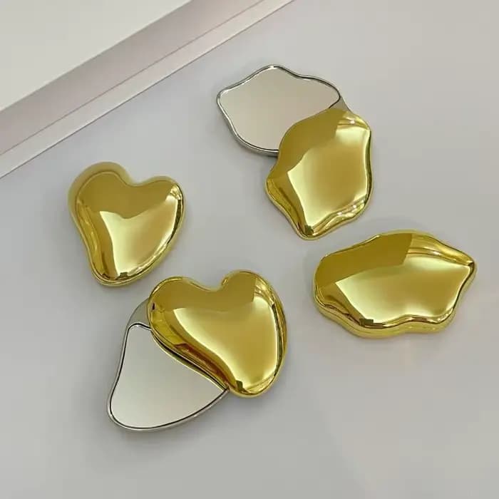 Miroir de maquillage double face en forme de cœur Z. Mignon petit