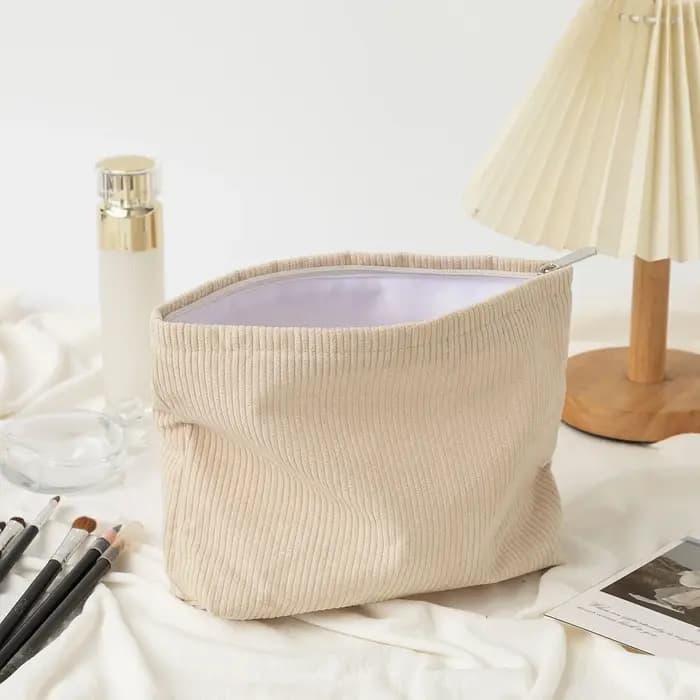 Sac à cosmétiques de voyage en velours côtelé