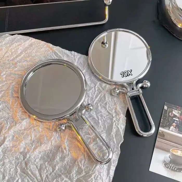 Miroir pliable portable double face grossissement 2x/5x/10x 360 ° Outil de maquillage sur pied de table