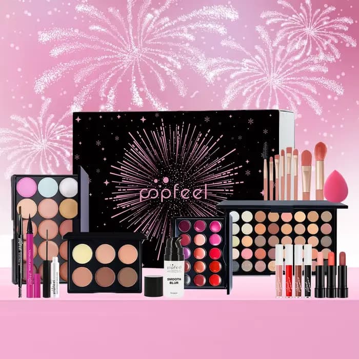 Kit de maquillage coffret cadeau beauté fard à paupières Palette Eyeliner rouge à lèvres Mascara brosse