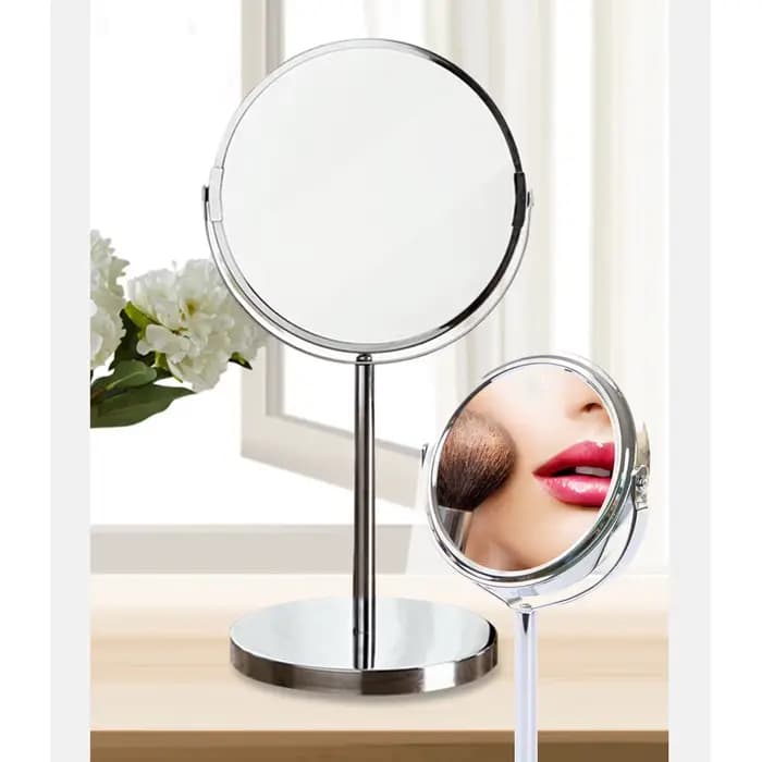 Grand miroir de maquillage argenté, miroir de beauté de table Double face transparent, miroir cosmét