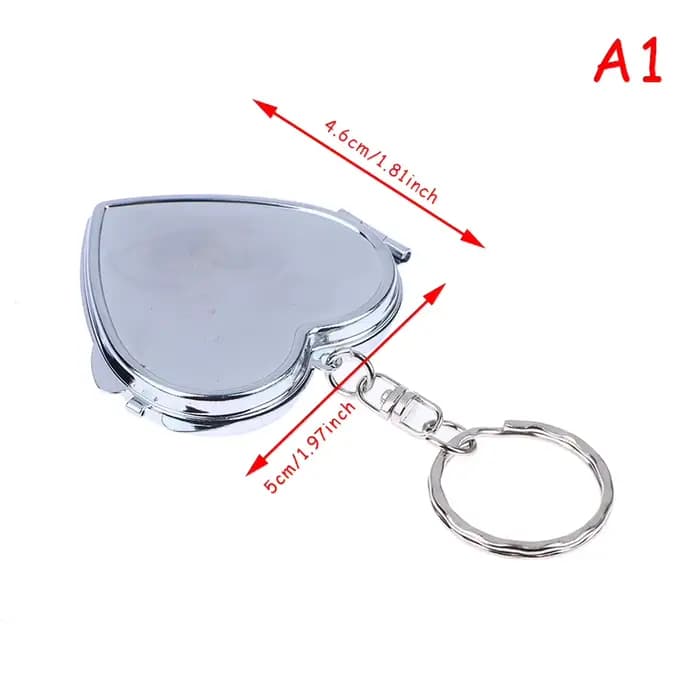 Miroir cosmétique double face, rond, cœur, nar, carré, porte-clés pliant en métal, mini miroir de ma