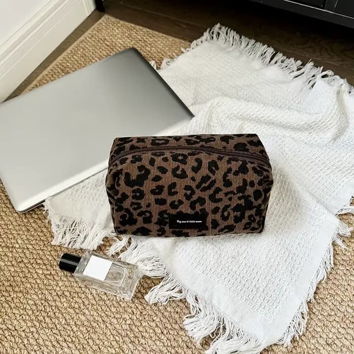 Trousse de maquillage unique à imprimé léopard • Organisateur de cosmétiques grande capacité • Pochette de rangement pour rouges à lèvres