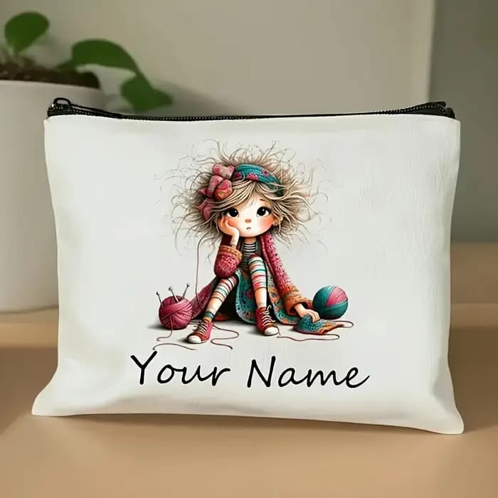 1 pièce Trousse de maquillage personnalisable à motif de dessin animé - Pochette de toilette durable à impression