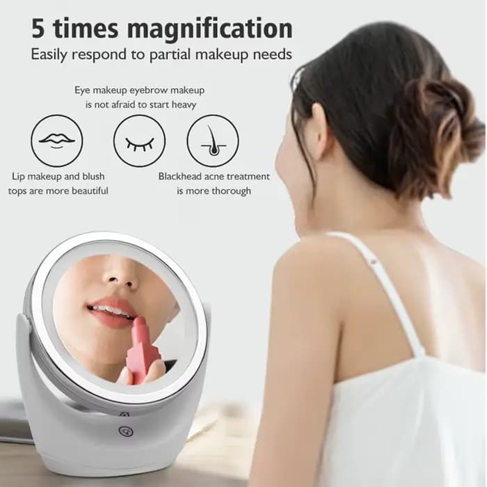 Miroir de maquillage LED 1X 5X Grossissement Rotation Portable Double Face Cosmétique Miroirs Avec Lampe LED Dressing Vanity Mirror