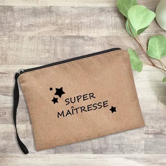 Trousse de maquillage avec fermeture éclair pour femme, cadeau Merci Maîtresse pour les enseignants,