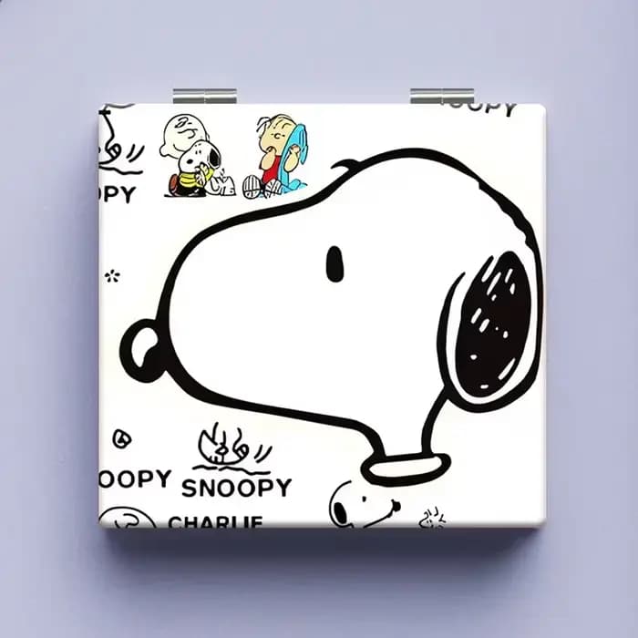 Snoopys miroir de maquillage de dessin animé mignon Mini miroirs à main pliants Portable étudiant filles carré petit