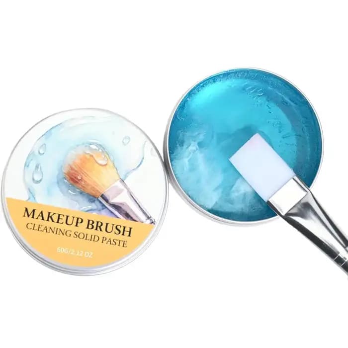 Savon nettoyant pour pinceaux de maquillage avec tapis en silicone