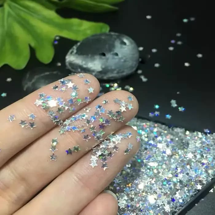 10g Laser argent étoile ongles paillettes