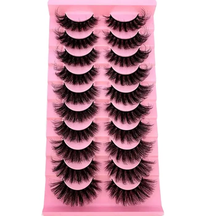 Faux-Cils en Faux Vison 8D Effet Oeil de Chat, Pack de Cils Volumineux, Touffus, Dramatique, Longs,
