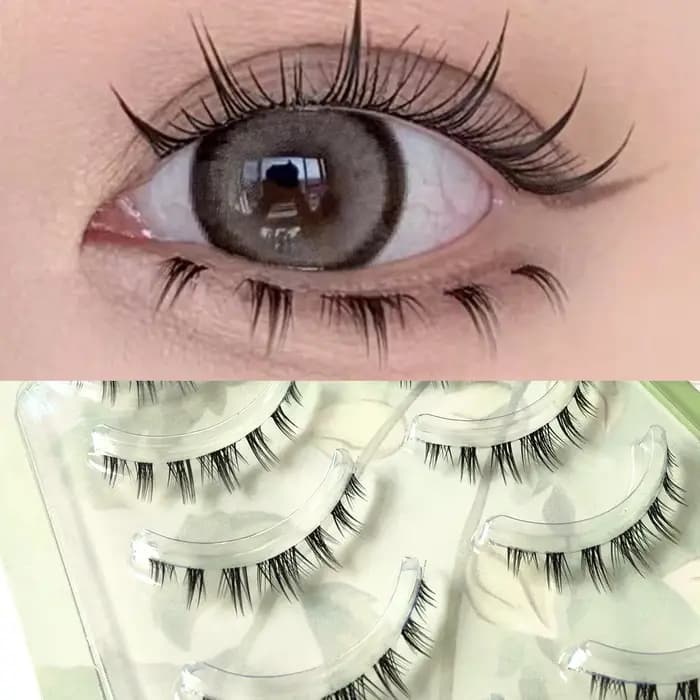 5 paires de cils inférieurs épais bande transparente sous