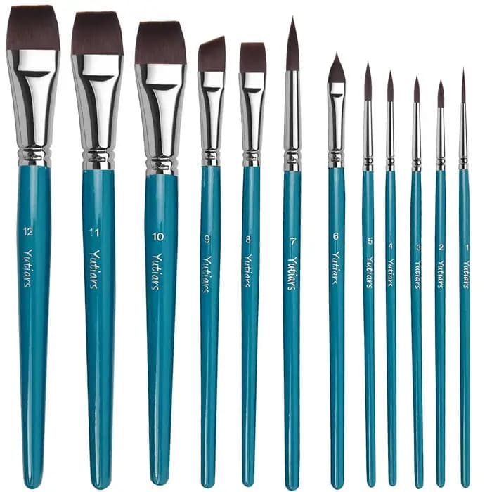 Lot de 12 pinceaux professionnels pour maquillage artistique avec poils en nylon