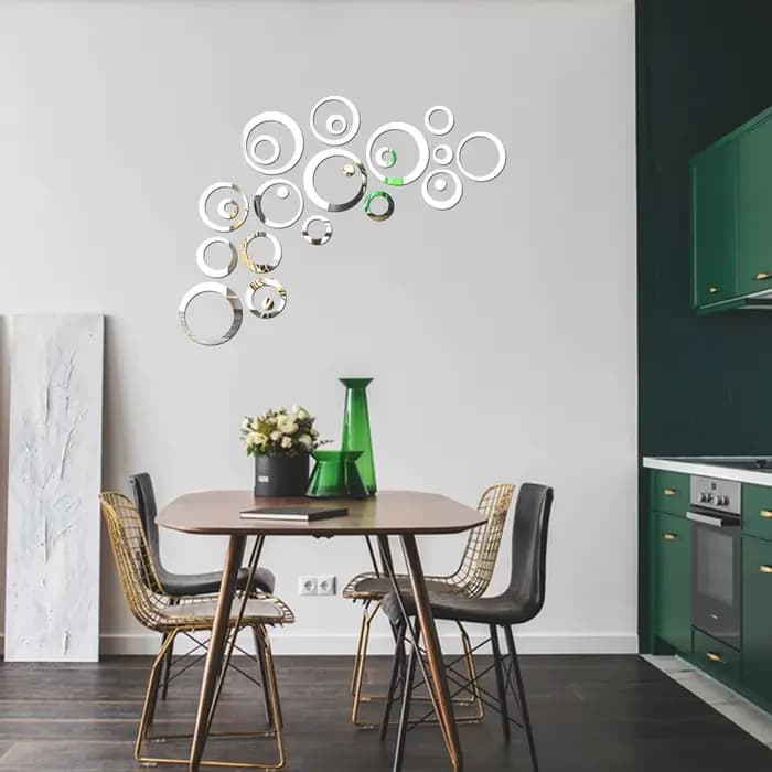 24 PCS/LOT géométrique creux cercle bricolage miroir autocollant mural 3D salon