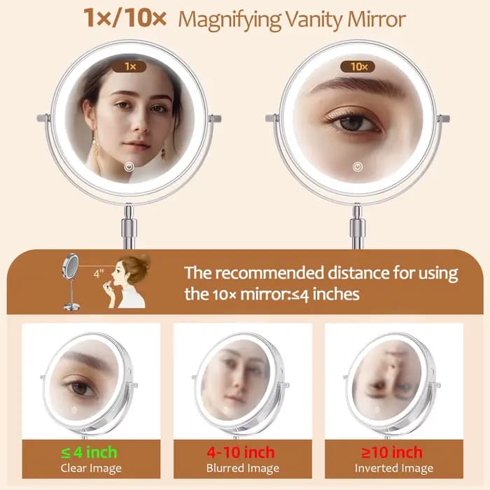 Miroir de maquillage debout avec lampe lumineuse