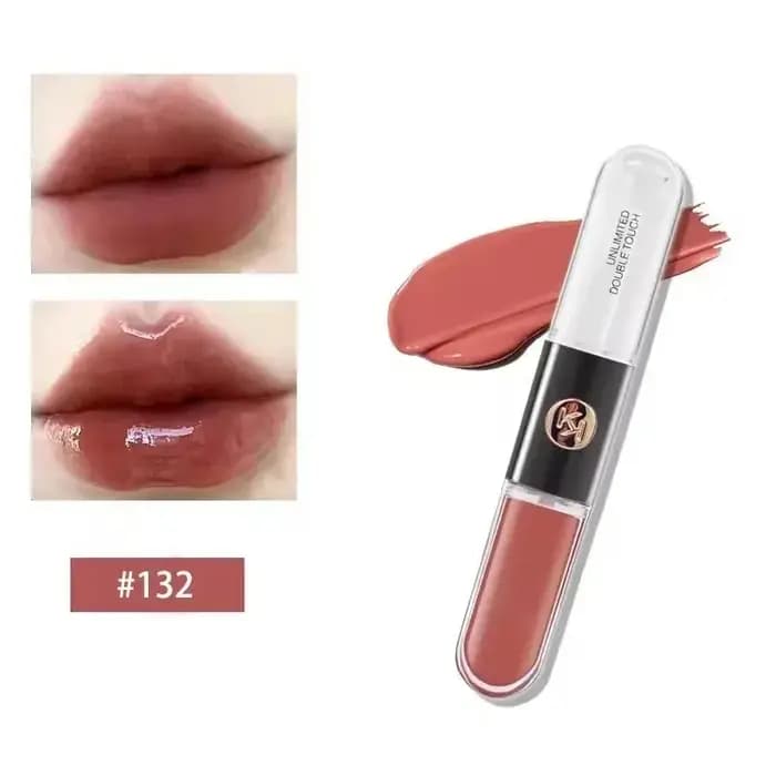 Kiko Rouge à lèvres double embout effet miroir transparent, longue tenue, anti-transfert, gloss à lèvres couleur thé au lait, couleur naturelle, maquillage des lèvres