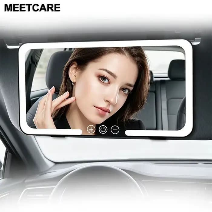 Miroir de courtoisie pour pare-soleil de voiture avec 3 modes d'éclairage tactile, détachable, rechargeable par USB, portable pour les voyages
