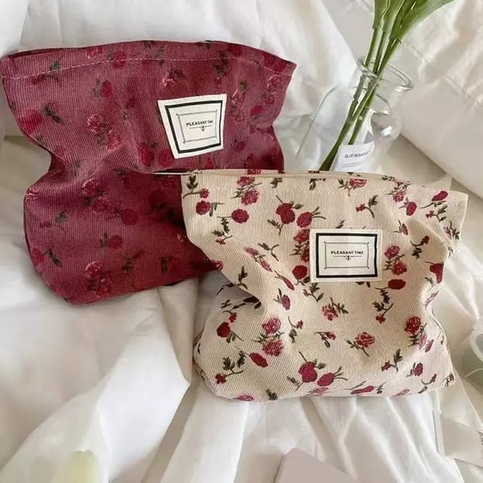 Sac à cosmétiques en velours côtelé pour femmes
