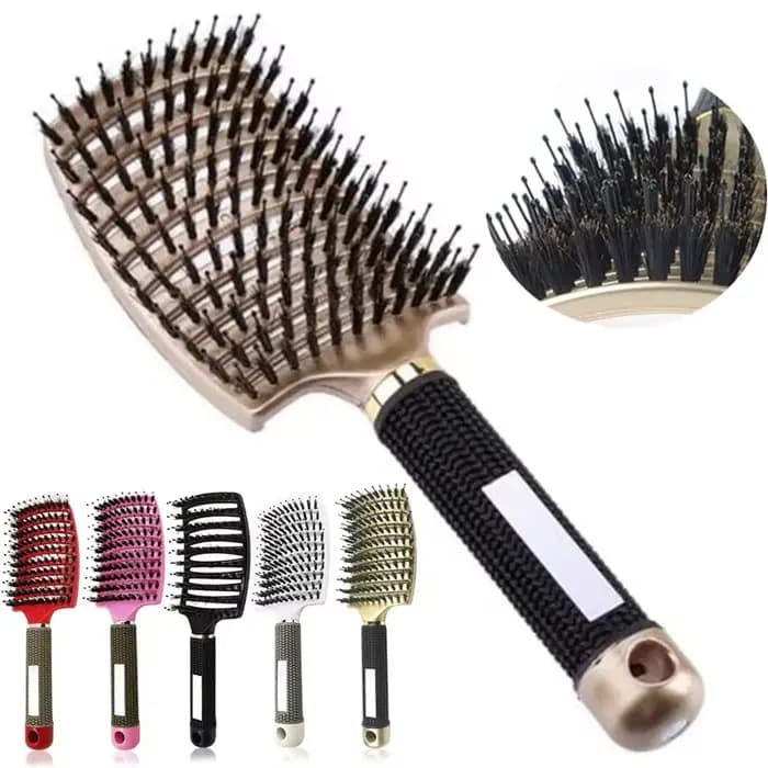 Brosse à cheveux en nylon pour femmes, massage du cuir chevelu, peigne, poils, support, poignées bouclées, angle, salon de coiffure, outils de coiffure