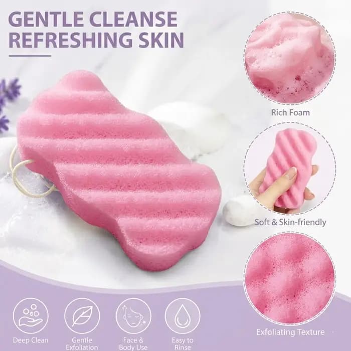 Éponge nettoyante pour le visage en konjac, éponge en fibres végétales pour peaux normales et sensibles, éponge exfoliante pour salle de bain
