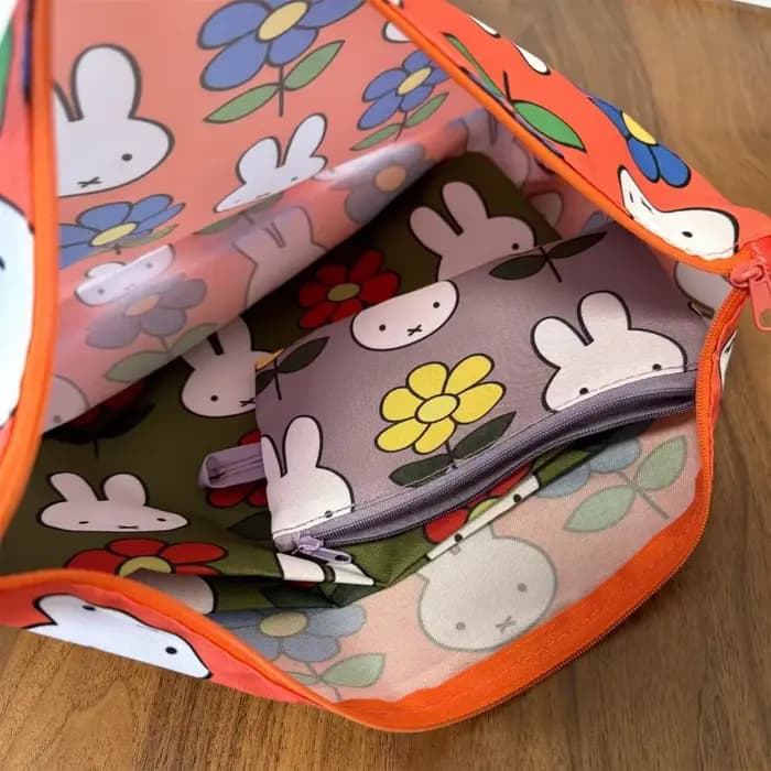 Sac de maquillage imprimé Miffy Kawaii, sac à trois pièces, sac de rangement multifonctionnel, trousse de toilette portable, cadeau pour fille