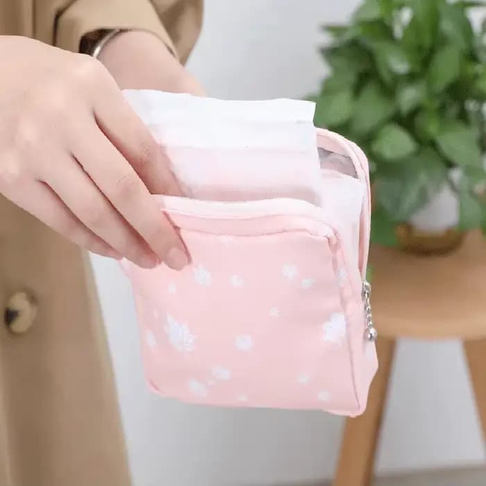 Petit sac cosmétique portable avec fermeture éclair pour fille