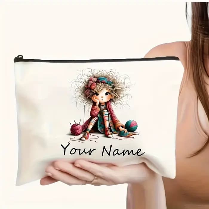 1 pièce Trousse de maquillage personnalisable à motif de dessin animé - Pochette de toilette durable à impression