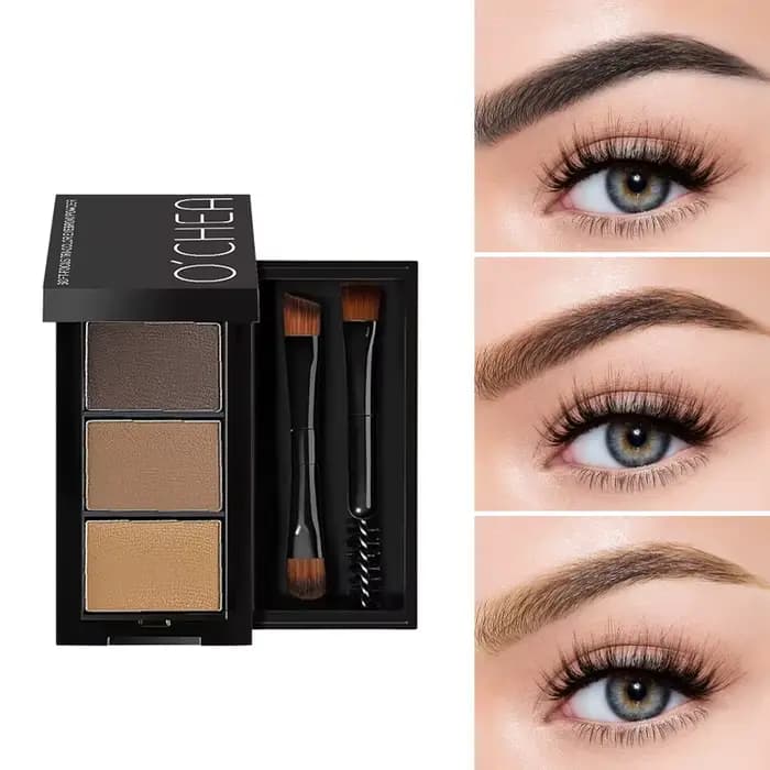 Poudre à sourcils trois couleurs, fixation de couleur longue durée, imperméable, facile à appliquer,