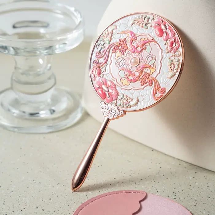 Miroir portable de style ancien avec couvercle rabattable en métal, miroir de maquillage portable