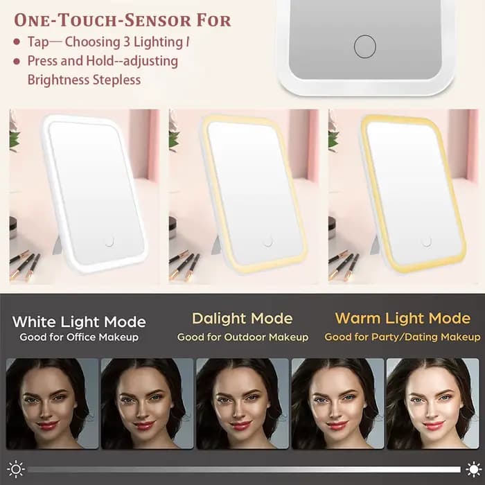 Miroir de maquillage LED avec béquille à écran tactile