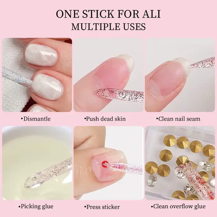 Bâton de paillettes en cristal réutilisable, Double extrémité, outil de retrait de cuticules, stylo