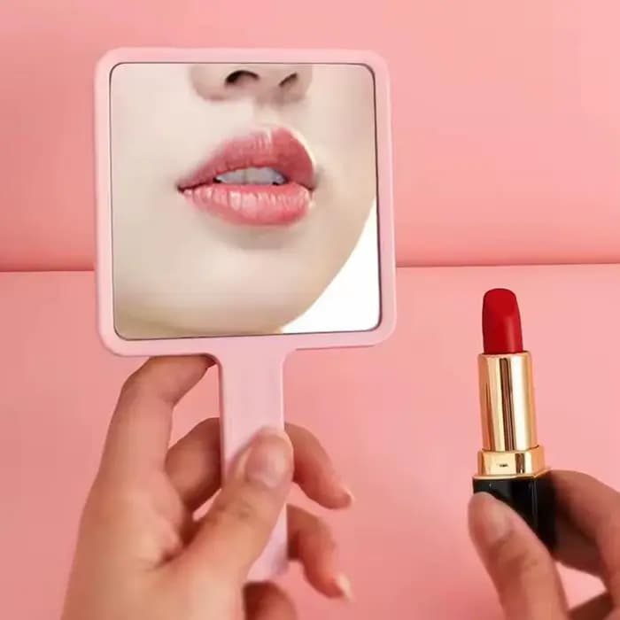 Miroir de maquillage carré compact avec poignée
