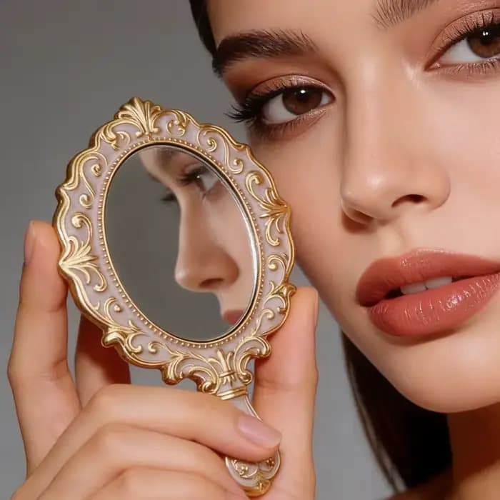 Miroir de maquillage vintage portable