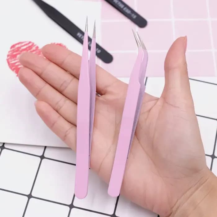 Pincettes en acier inoxydable pour Extension de cils, courbées, droites, Non magnétiques, outils de