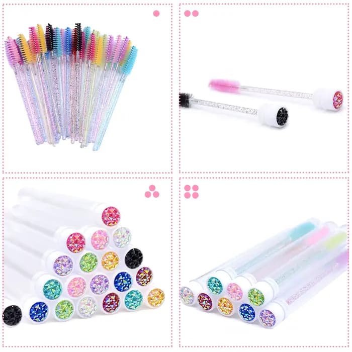 Tubes de brosse à cils avec baguettes de Mascara en cristal, peigne à sourcils, conteneur de bobines