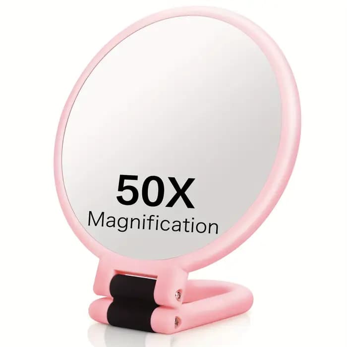 50x Miroirs de maquillage portables à double face, grossissement 1X/50X, miroir de maquillage pliabl