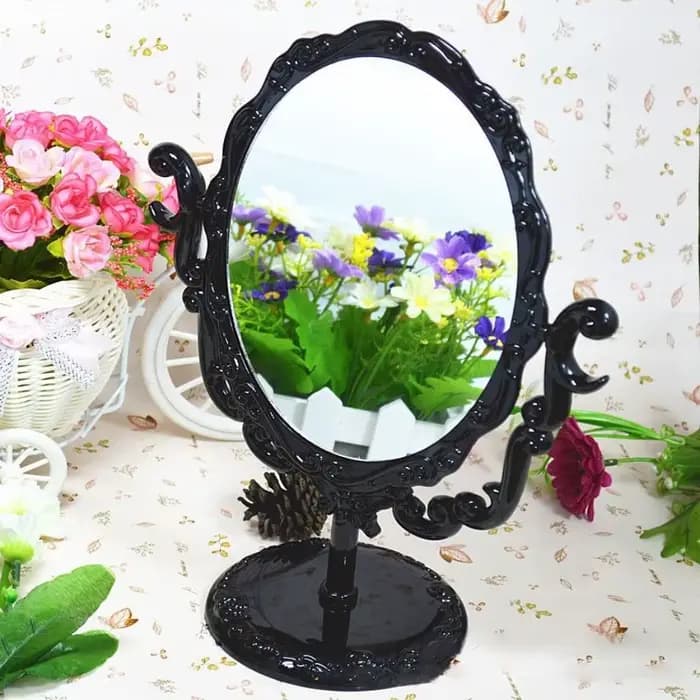 Miroir de maquillage rotatif haute définition avec support en forme de rose