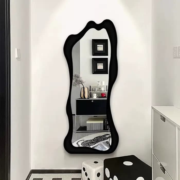 Miroir de maquillage esthétique Design Art nordique noir